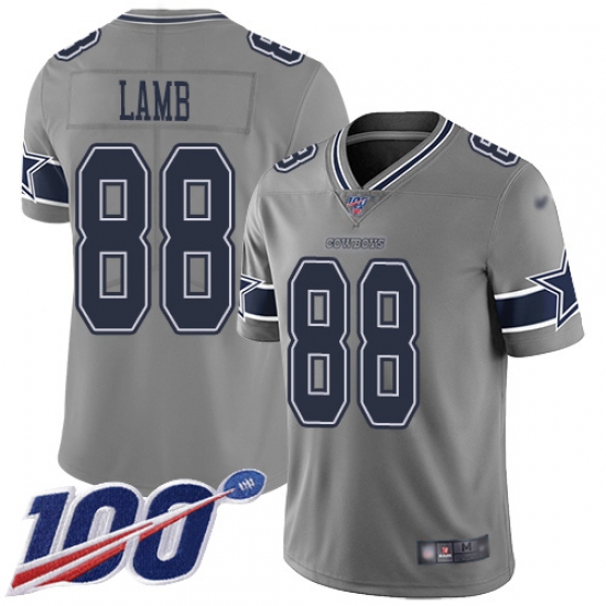 Youth Dallas Cowboys #88 CeeDee Lamb Gray Stitched Limited Inverted Legend 100th Season Jersey - Ujersey
