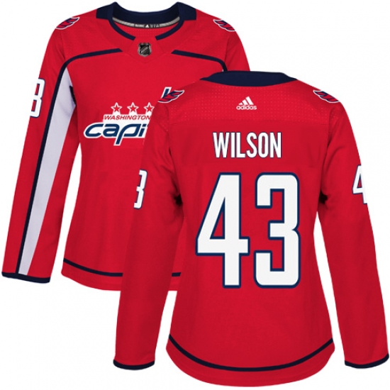 Women's Adidas Washington Capitals #43 Tom Wilson Premier Red Home NHL Jersey - Ujersey