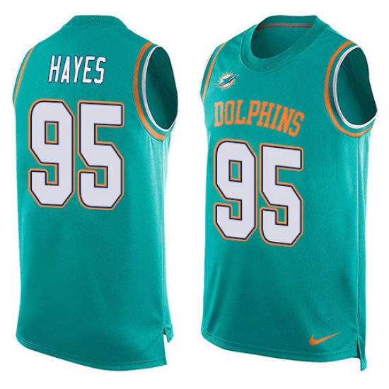 Men's Nike Miami Dolphins #95 William Hayes Limited Aqua Green Player Name & Number Tank Top NFL Jersey - Ujersey