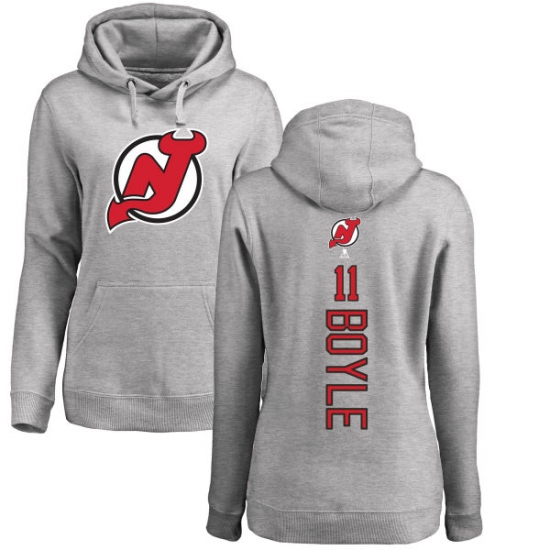 NHL Women's Adidas New Jersey Devils #11 Brian Boyle Ash Backer Pullover Hoodie - ujerseystore