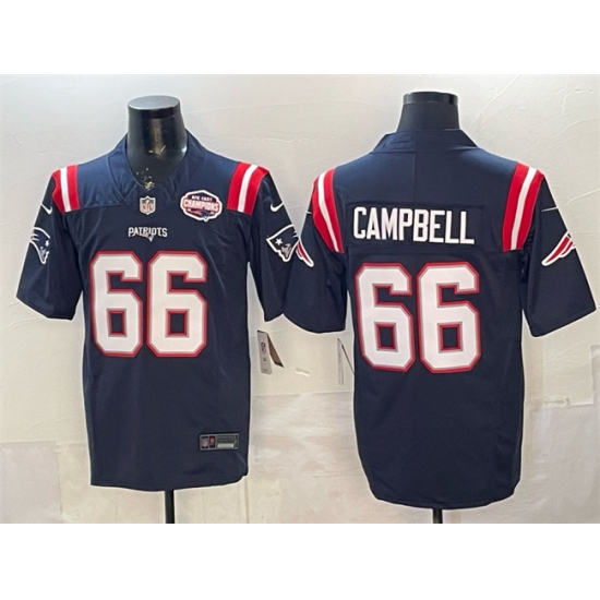 Men's New England Patriots #66 Will Campbell Navy F.U.S.E. 2025 AFC East Championship Vapor Limited Stitched Football Jersey - Ujersey