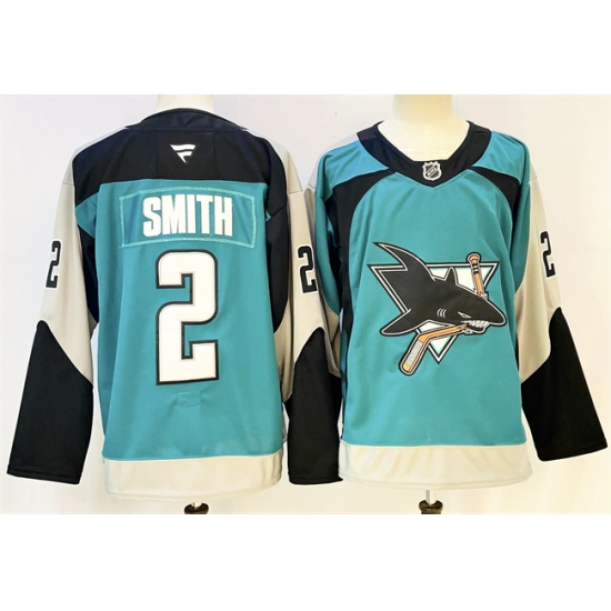 Men's San Jose Sharks #2 Will Smith Teal 2025 Alternate Stitched Hockey Jersey - Ujersey
