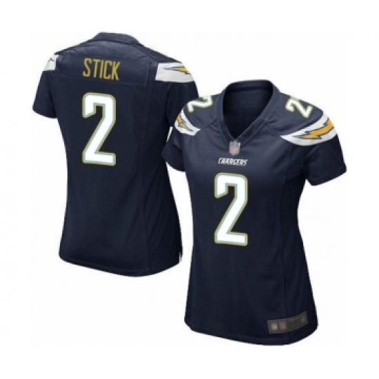 Women's Los Angeles Chargers #2 Easton Stick Game Navy Blue Team Color Football Jersey - Ujersey