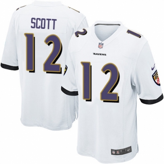 Men's Nike Baltimore Ravens #12 Jaleel Scott Game White NFL Jersey