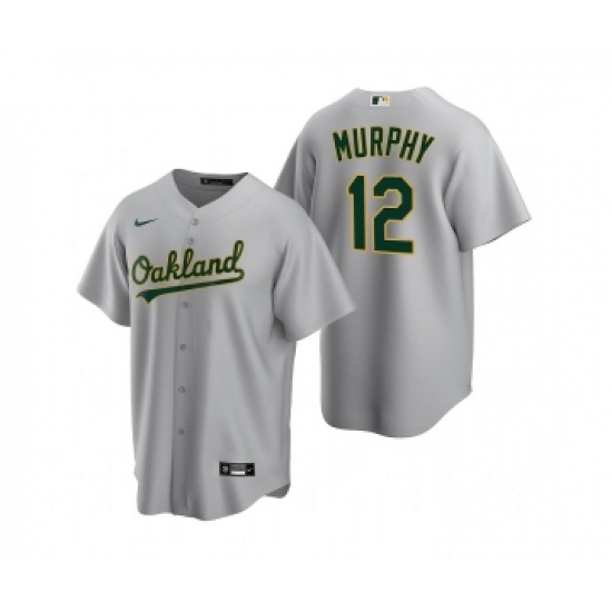 Men's Oakland Athletics #12 Sean Murphy Grey Cool Base Stitched Jersey - Ujersey