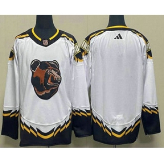 Men's Boston Bruins Blank White 2022 Reverse Retro Stitched Jersey