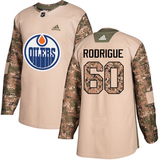 Men's Adidas Edmonton Oilers #60 Olivier Rodrigue Authentic Camo Veterans Day Practice NHL Jersey - Ujersey