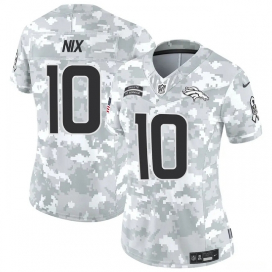 Women's Denver Broncos #10 Bo Nix 2024 F.U.S.E Arctic Camo Salute To Service Limited Stitched Jersey(Run Small) - Ujersey