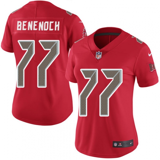 Women Nike Tampa Bay Buccaneers #77 Caleb Benenoch Limited Red Rush Vapor Untouchable NFL Jersey - Ujersey
