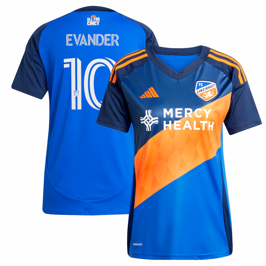 Women's FC Cincinnati Evander da Silva Ferreira adidas Blue 2025 Orange and Blue Legacy Kit Replica Jersey - Ujersey NHL