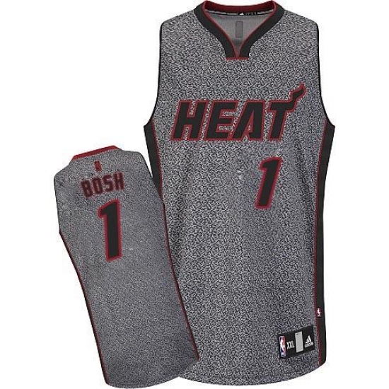 Men's Adidas Miami Heat #1 Chris Bosh Authentic Grey Static Fashion NBA Jersey - Ujersey