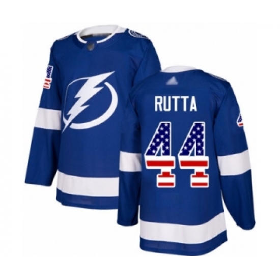 Men's Tampa Bay Lightning #44 Jan Rutta Authentic Blue USA Flag Fashion Hockey Jersey - Ujersey