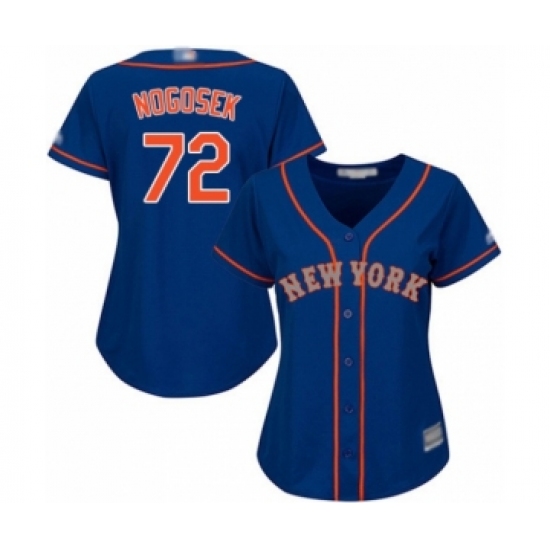 Women's New York Mets #72 Stephen Nogosek Authentic Royal Blue Alternate Road Cool Base Baseball Player Jersey - Ujersey