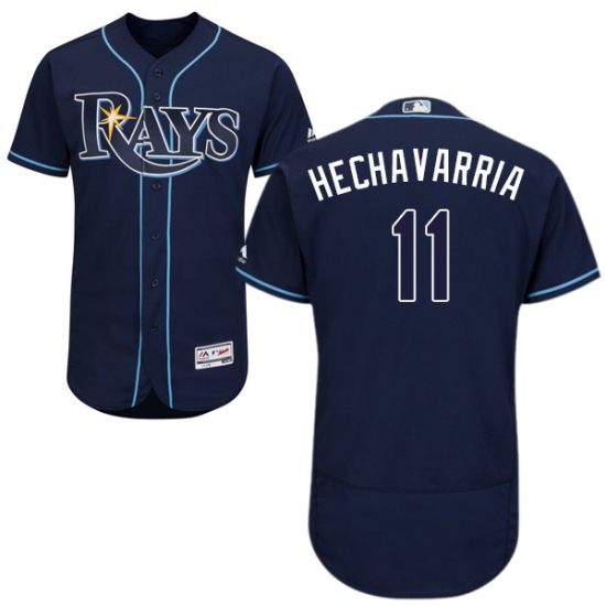 Men's Majestic Tampa Bay Rays #11 Adeiny Hechavarria Navy Blue Flexbase Authentic Collection MLB Jersey - Ujersey