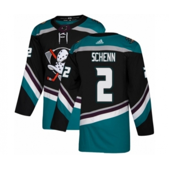 Men's Adidas Anaheim Ducks #2 Luke Schenn Premier Black Teal Alternate NHL Jersey - Ujersey