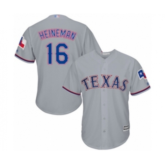Youth Texas Rangers #16 Scott Heineman Authentic Grey Road Cool Base Baseball Player Jersey - Ujersey