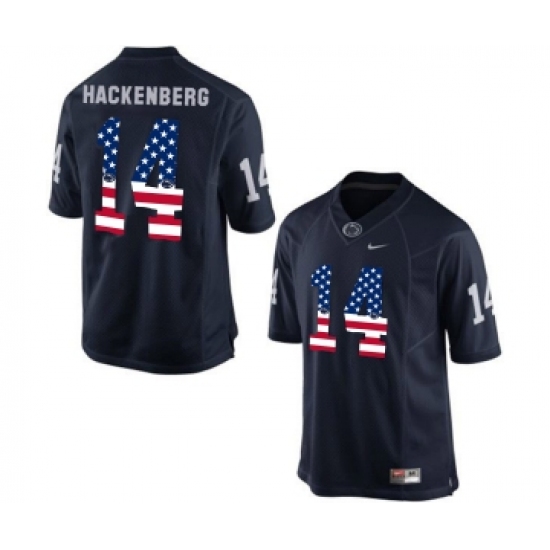 Penn State Nittany Lions 14 Christian Hackenberg Blue USA Flag College Football Limited Jersey - Ujersey