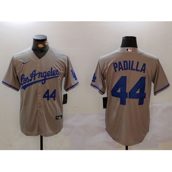 Men's Los Angeles Dodgers #44 Vicente Padilla Number Grey With los Cool Base Stitched Jerseys - Ujersey
