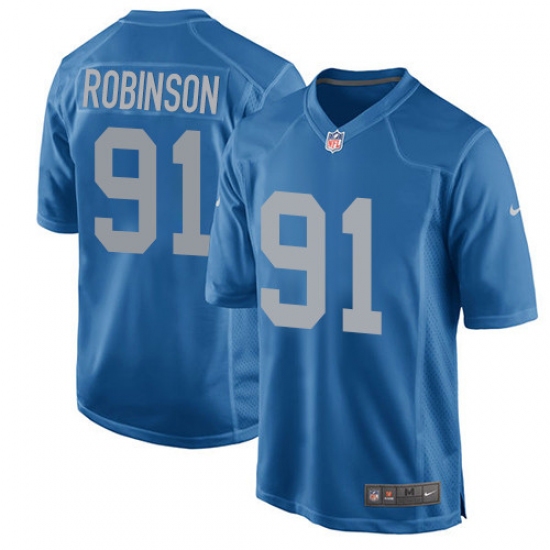 Men's Nike Detroit Lions #91 A'Shawn Robinson Game Blue Alternate NFL Jersey - Ujersey