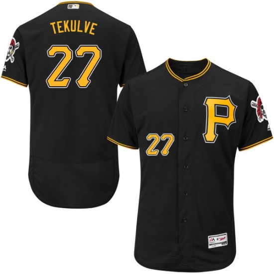 Men's Majestic Pittsburgh Pirates #27 Kent Tekulve Black Alternate Flex Base Authentic Collection MLB Jersey - Ujersey