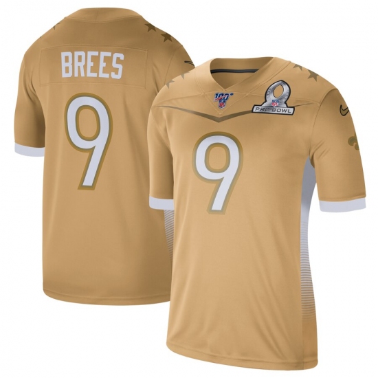 Men's Nike New Orleans Saints #9 Drew Brees 2020 NFC Pro Bowl Game Jersey Gold - Ujersey