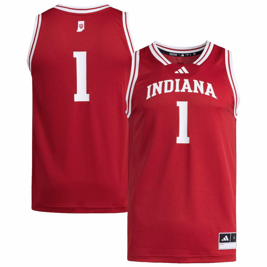 Men's adidas #1 Crimson Indiana Hoosiers Replica Swingman Jersey
