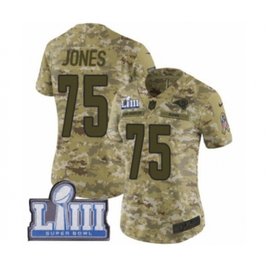 Women's Nike Los Angeles Rams #75 Deacon Jones Limited Camo 2018 Salute to Service Super Bowl LIII Bound NFL Jersey - Ujersey