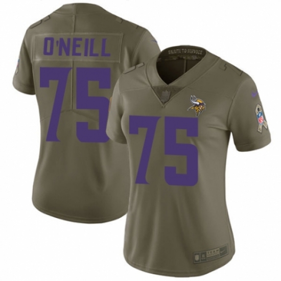 Women's Nike Minnesota Vikings #75 Brian O'Neill Limited Olive 2017 Salute to Service NFL Jersey - Ujersey