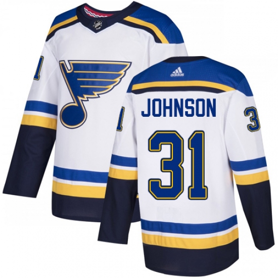 Men's Adidas St. Louis Blues #31 Chad Johnson Authentic White Away NHL Jersey - Ujersey