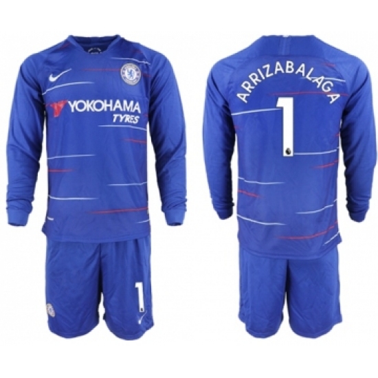 Chelsea #1 Arrizabalaga Home Long Sleeves Soccer Club Jersey