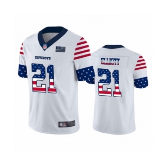 Men's Dallas Cowboys #21 Ezekiel Elliott White Independence Day Limited Football Jersey - Ujersey