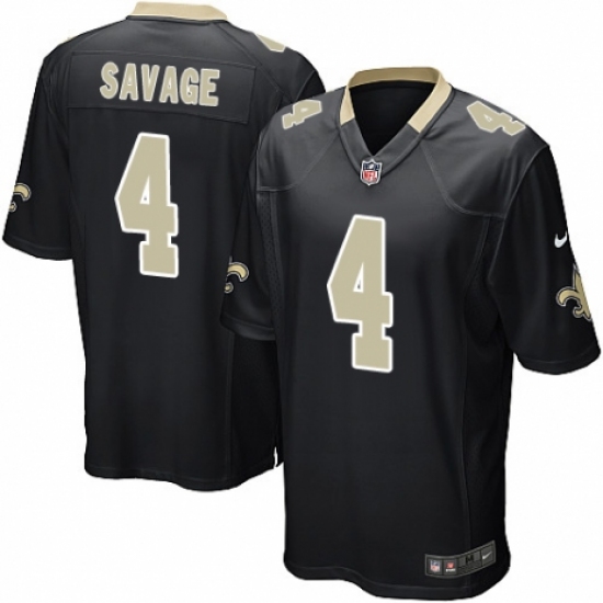 Men's Nike New Orleans Saints #4 Tom Savage Game Black Team Color NFL Jersey