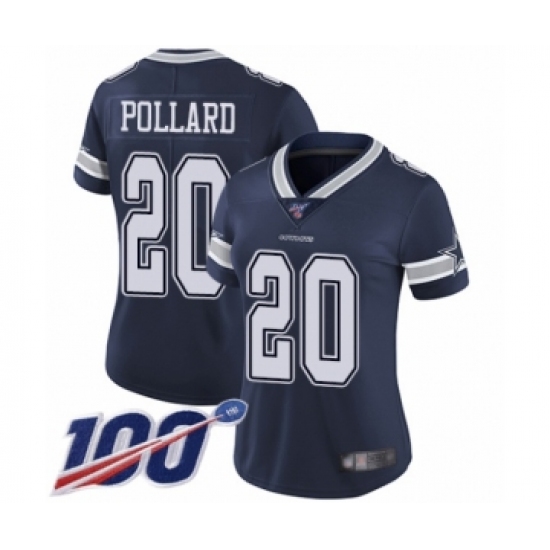 Women's Dallas Cowboys #20 Tony Pollard Navy Blue Team Color Vapor Untouchable Limited Player 100th Season Football Jersey - Ujersey