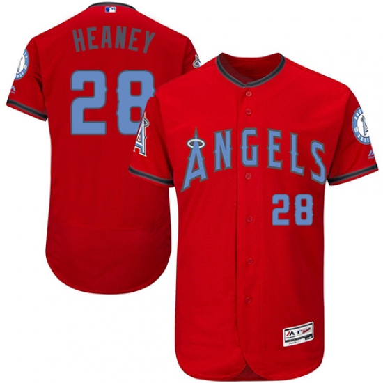 Men's Majestic Los Angeles Angels of Anaheim #28 Andrew Heaney Authentic Red 2016 Father's Day Fashion Flex Base MLB Jersey - Ujersey