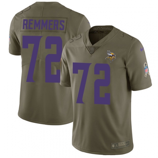 Men's Nike Minnesota Vikings #72 Mike Remmers Limited Olive 2017 Salute to Service NFL Jersey - Ujersey