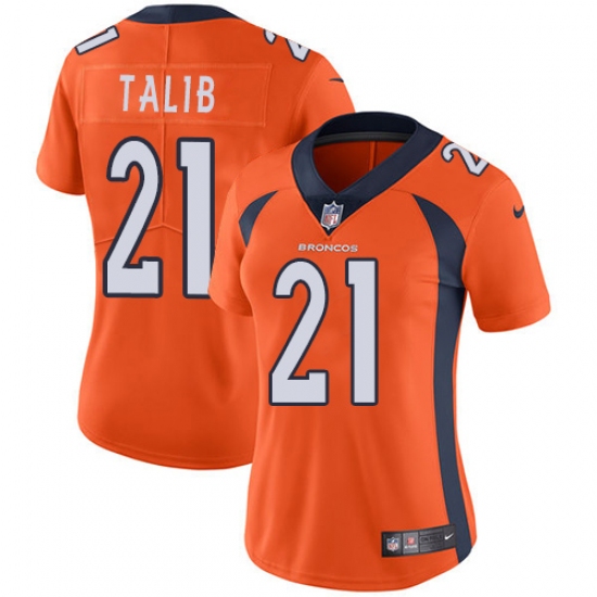 Women's Nike Denver Broncos #21 Aqib Talib Orange Team Color Vapor Untouchable Limited Player NFL Jersey - Ujersey