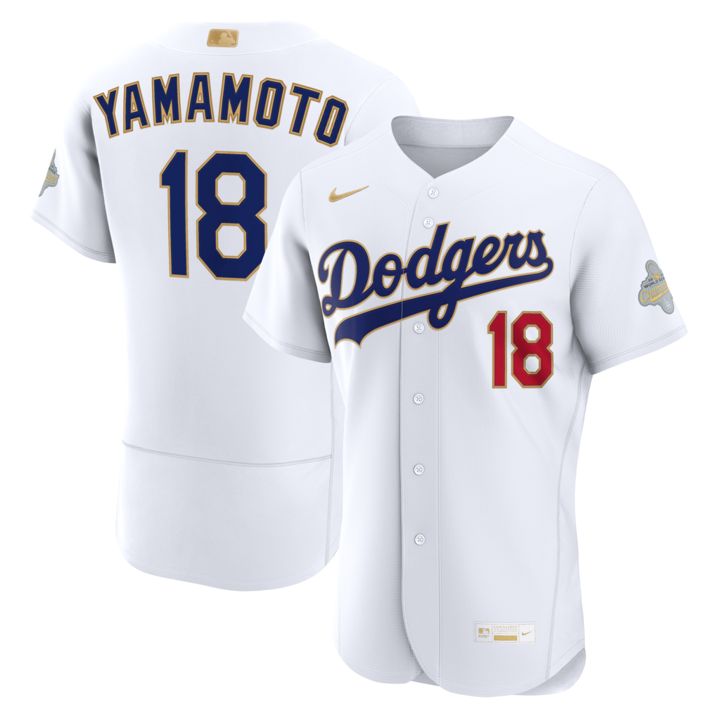 Men's Los Angeles Dodgers Yoshinobu Yamamoto Nike White 2026 Gold Collection Authentic Jersey - ujerseystore