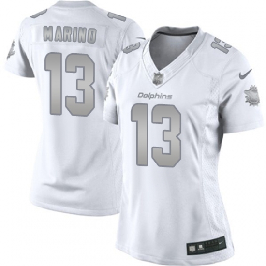 Women's Nike Miami Dolphins #13 Dan Marino Limited White Platinum NFL Jersey