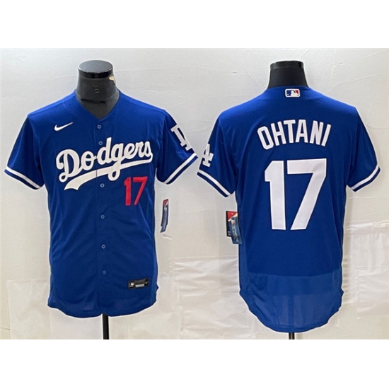 Men's Los Angeles Dodgers #17 Shohei Ohtani Blue Flex Base Stitched Baseball Jersey - Ujersey