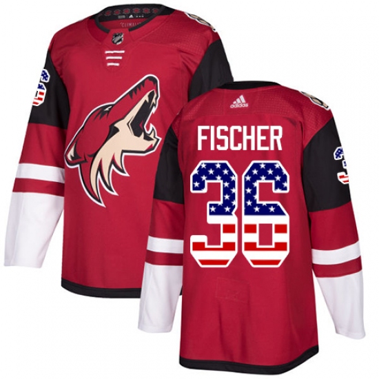 Men's Adidas Arizona Coyotes #36 Christian Fischer Authentic Red USA Flag Fashion NHL Jersey - Ujersey