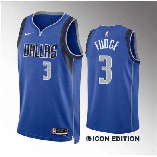 Men's Dallas Mavericks #3 Alex Fudge Blue Icon Edition Stitched Basketball Jersey - Ujersey