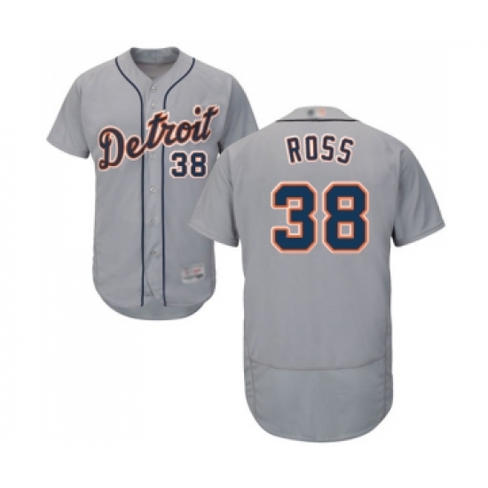Men's Detroit Tigers #38 Tyson Ross Grey Road Flex Base Authentic Collection Baseball Jersey - Ujersey