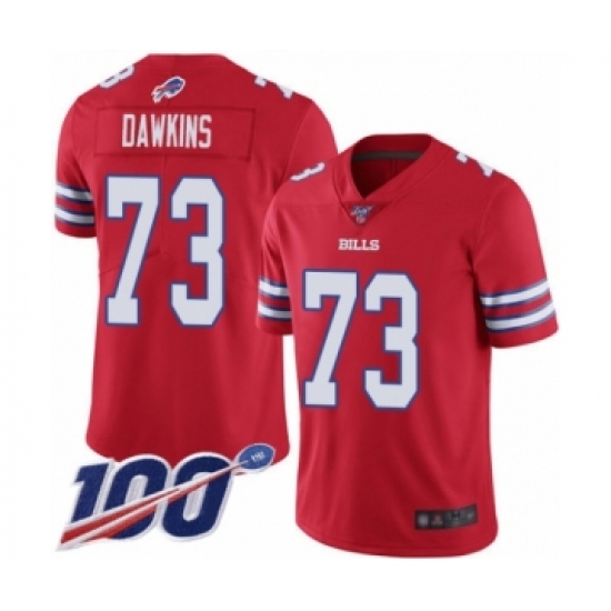 Men's Buffalo Bills #73 Dion Dawkins Limited Red Rush Vapor Untouchable 100th Season Football Jersey - Ujersey