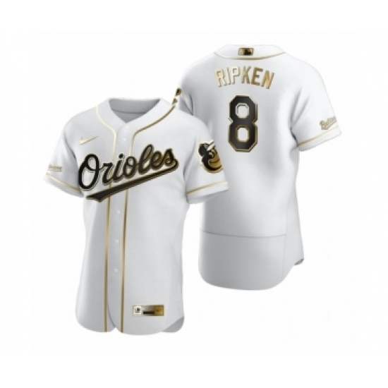 Men's Baltimore Orioles #8 Cal Ripken Jr. Nike White Authentic Golden Edition Jersey - Ujersey