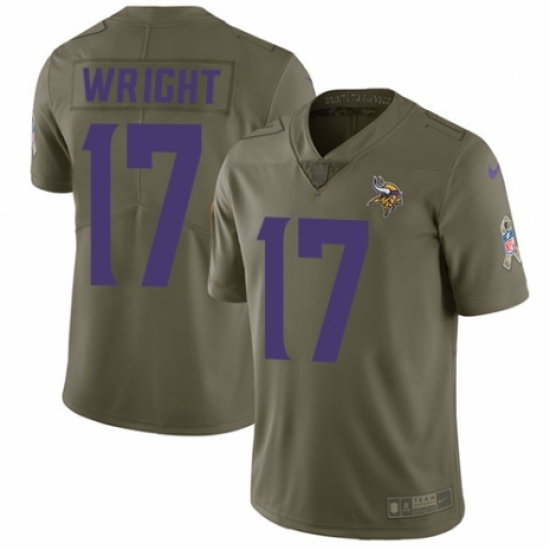 Youth Nike Minnesota Vikings #17 Kendall Wright Limited Olive 2017 Salute to Service NFL Jersey - Ujersey