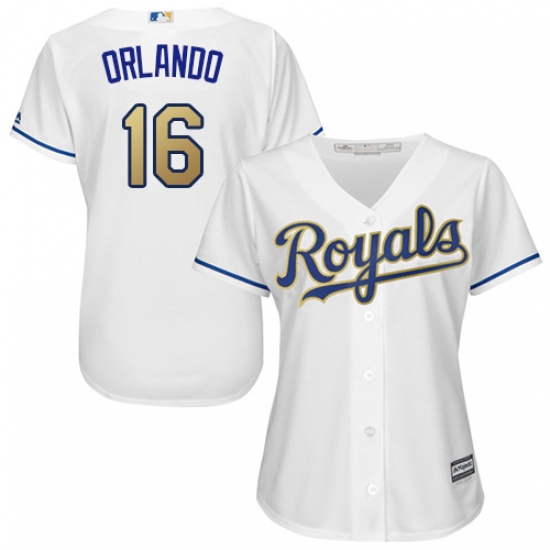 Women's Majestic Kansas City Royals #16 Paulo Orlando Authentic White Home Cool Base MLB Jersey - Ujersey