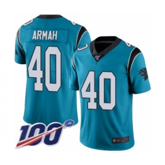 Men's Carolina Panthers #40 Alex Armah Blue Alternate Vapor Untouchable Limited Player 100th Season Football Jersey - Ujersey