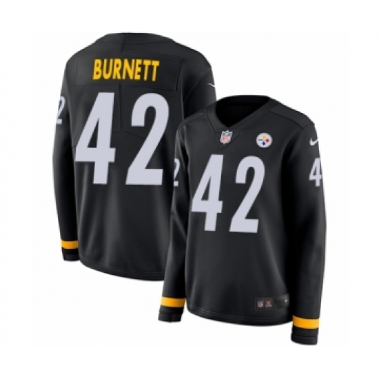 Women's Nike Pittsburgh Steelers #42 Morgan Burnett Limited Black Therma Long Sleeve NFL Jersey - Ujersey
