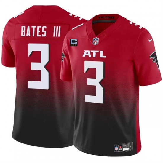 Men's Atlanta Falcons #3 Jessie Bates III Red Black 2024 F.U.S.E With 3-Star C Vapor Untouchable Limited Stitched Football Jersey