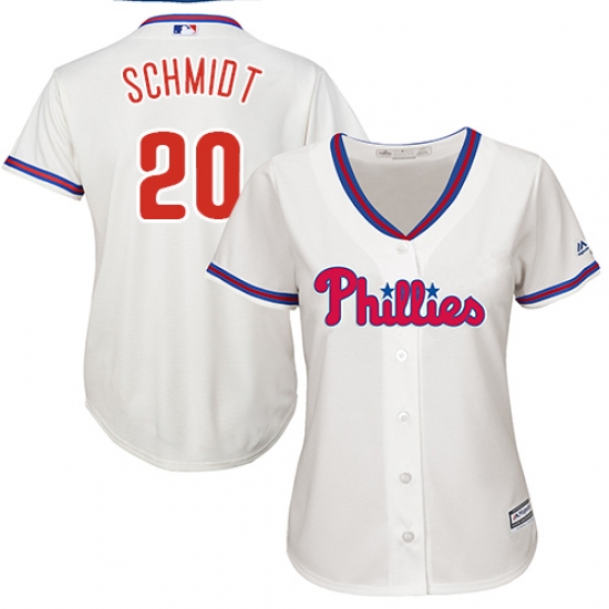 Women's Majestic Philadelphia Phillies #20 Mike Schmidt Authentic Cream Alternate Cool Base MLB Jersey - Ujersey